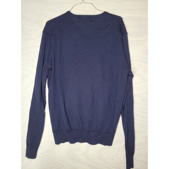 Polo Ralph Lauren Men's SZ L Sweater Merino Wool V Neck Long Sleeve Blue - Picture 8 of 8